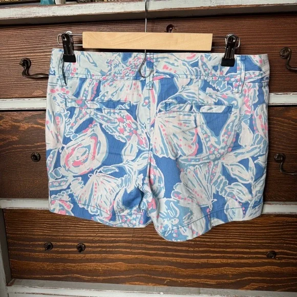 Lilly Pulitzer Blue & Pink Seashell Callahan Shorts Size 2 - Picture 2 of 8